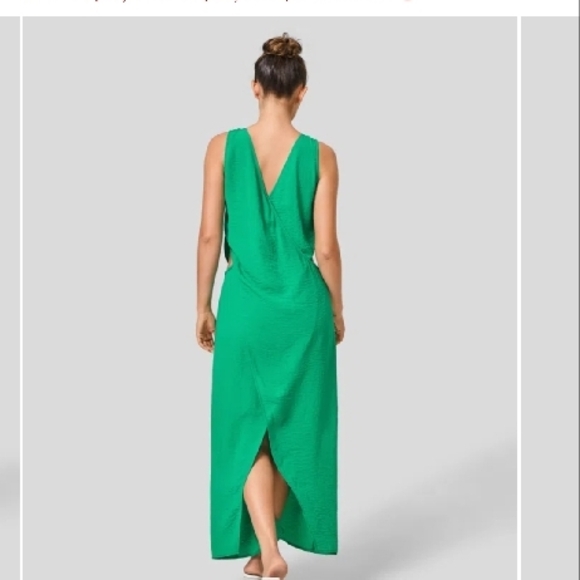 180. New Halara Blarney Green V-neck Cut Out Split Maxi Dress Size XS - Picture 2 of 7